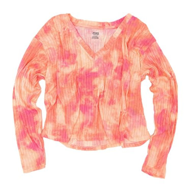 Victoria's Secret Langärmeliger Pullover, lässig, leicht, gerippt, V-Ausschnitt, im Sale